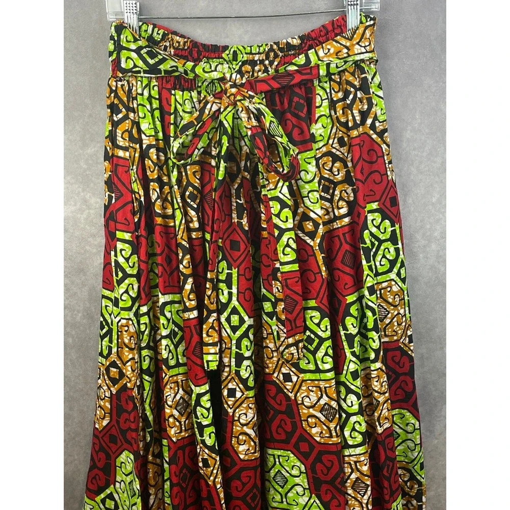 Rainbow Brand Skirt‎ Womens OS Maxi Pockets Tie Waist Full Cotton VTG Retro EUC